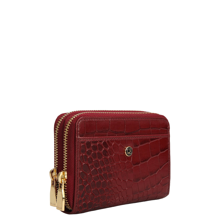 Croco Leather Ladies Wallet - Cherry