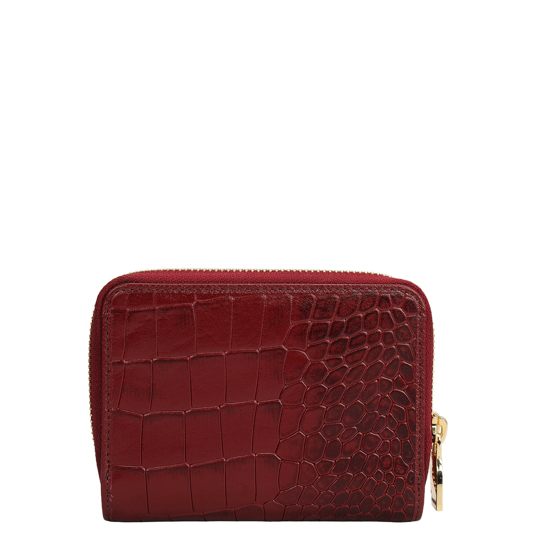 Croco Leather Ladies Wallet - Cherry