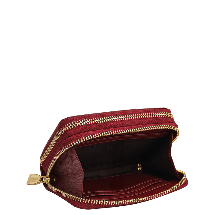 Croco Leather Ladies Wallet - Cherry