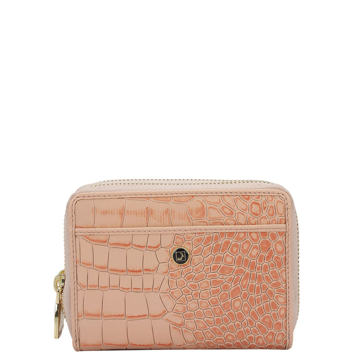 Croco Leather Ladies Wallet - Peach