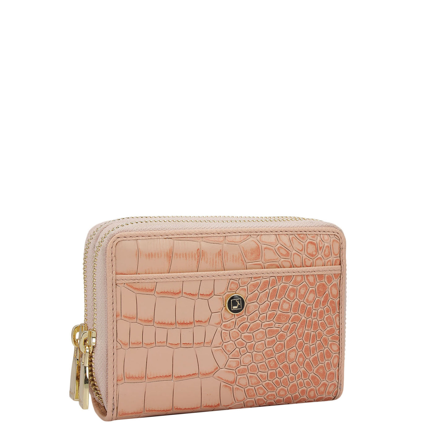 Croco Leather Ladies Wallet - Peach
