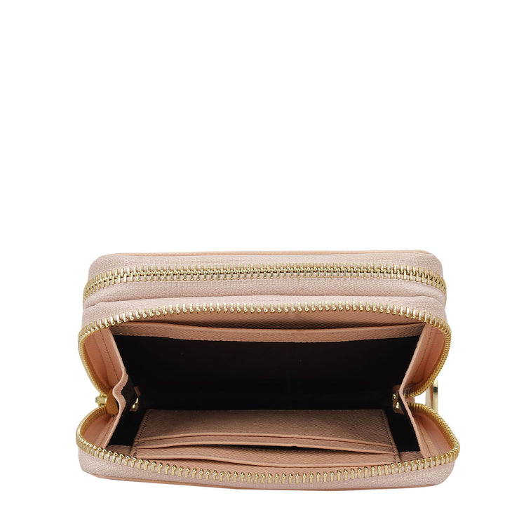 Croco Leather Ladies Wallet - Peach
