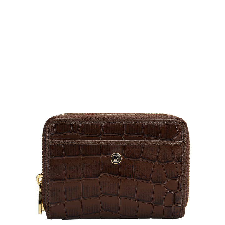 Croco Leather Ladies Wallet - Walnut