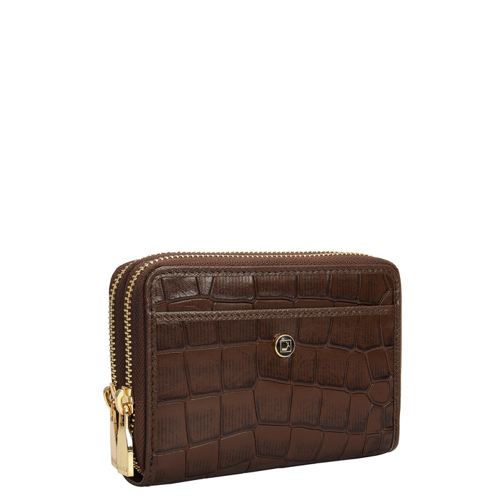 Croco Leather Ladies Wallet - Walnut