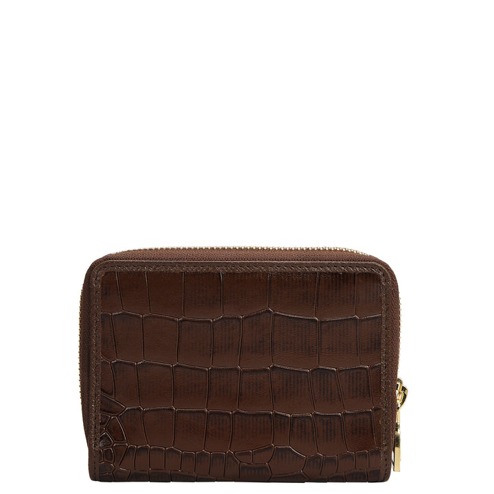 Croco Leather Ladies Wallet - Walnut