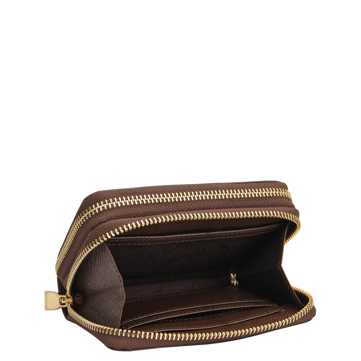 Croco Leather Ladies Wallet - Walnut