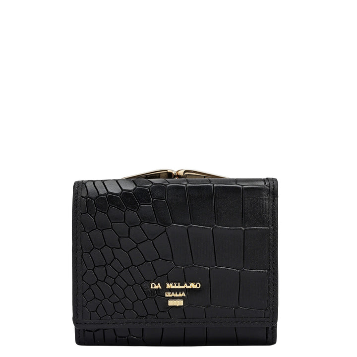 Croco Leather Ladies Wallet - Black