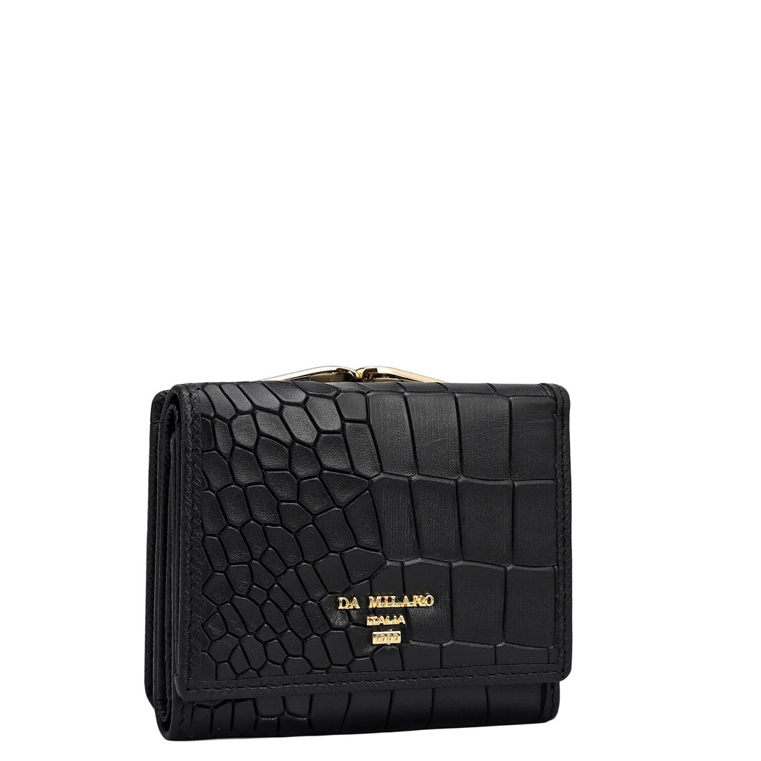 Croco Leather Ladies Wallet - Black