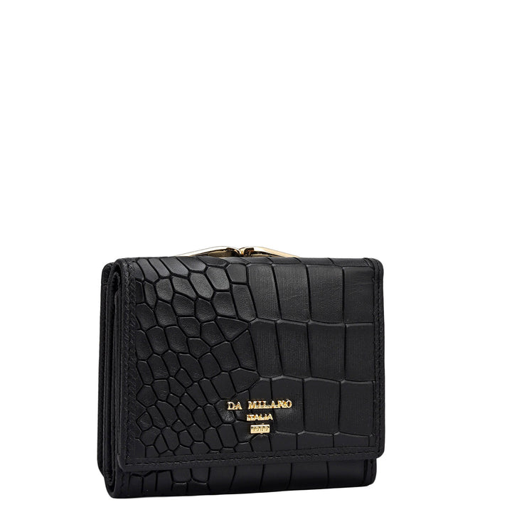 Croco Leather Ladies Wallet - Black