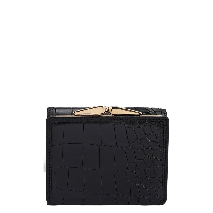 Croco Leather Ladies Wallet - Black