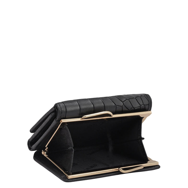 Croco Leather Ladies Wallet - Black