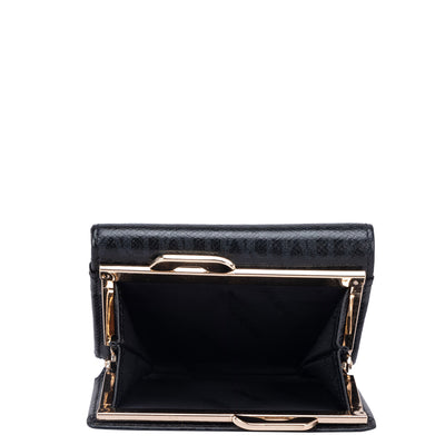 Monogram Leather Ladies Wallet - Black