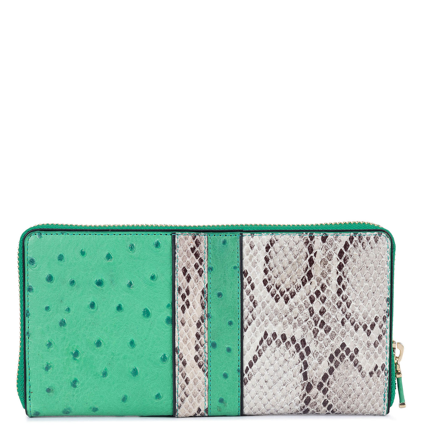 Ostrich Snake Leather Ladies Wallet - Green