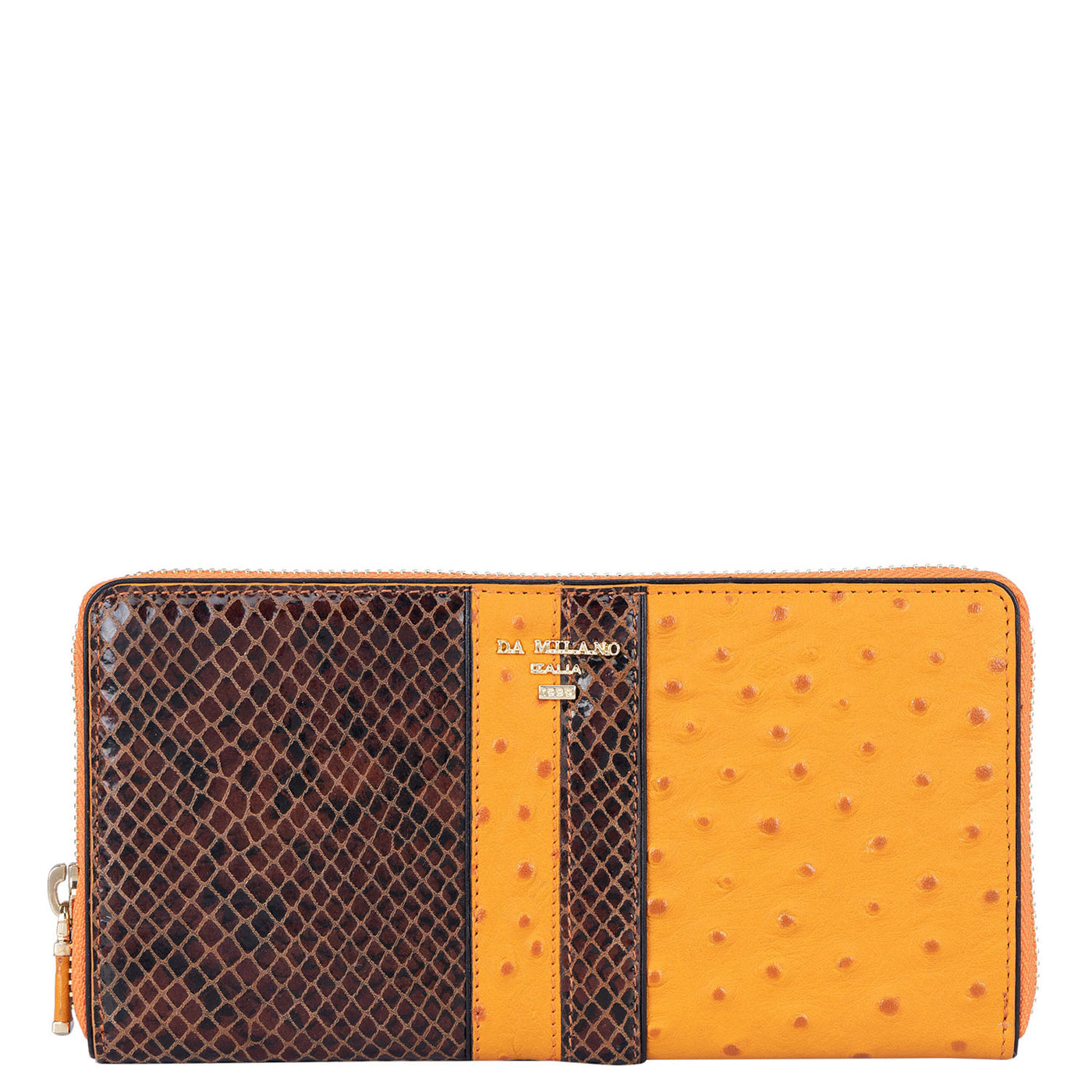 Ostrich Snake Leather Ladies Wallet - Orange