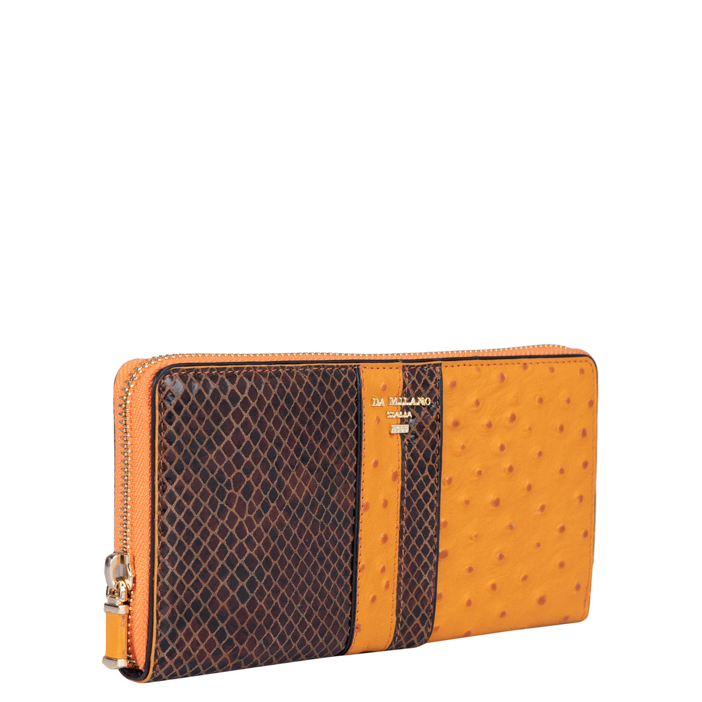 Ostrich Snake Leather Ladies Wallet - Orange
