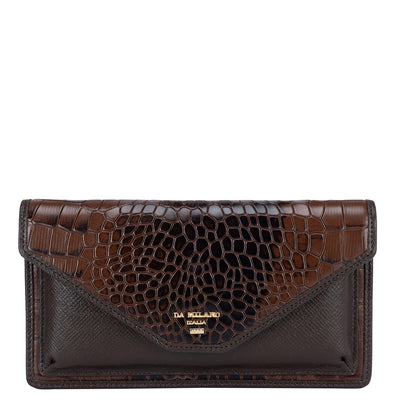 Croco Franzy Leather Ladies Wallet - Brown