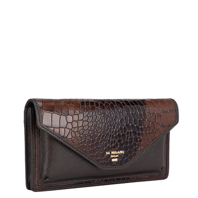 Croco Franzy Leather Ladies Wallet - Brown