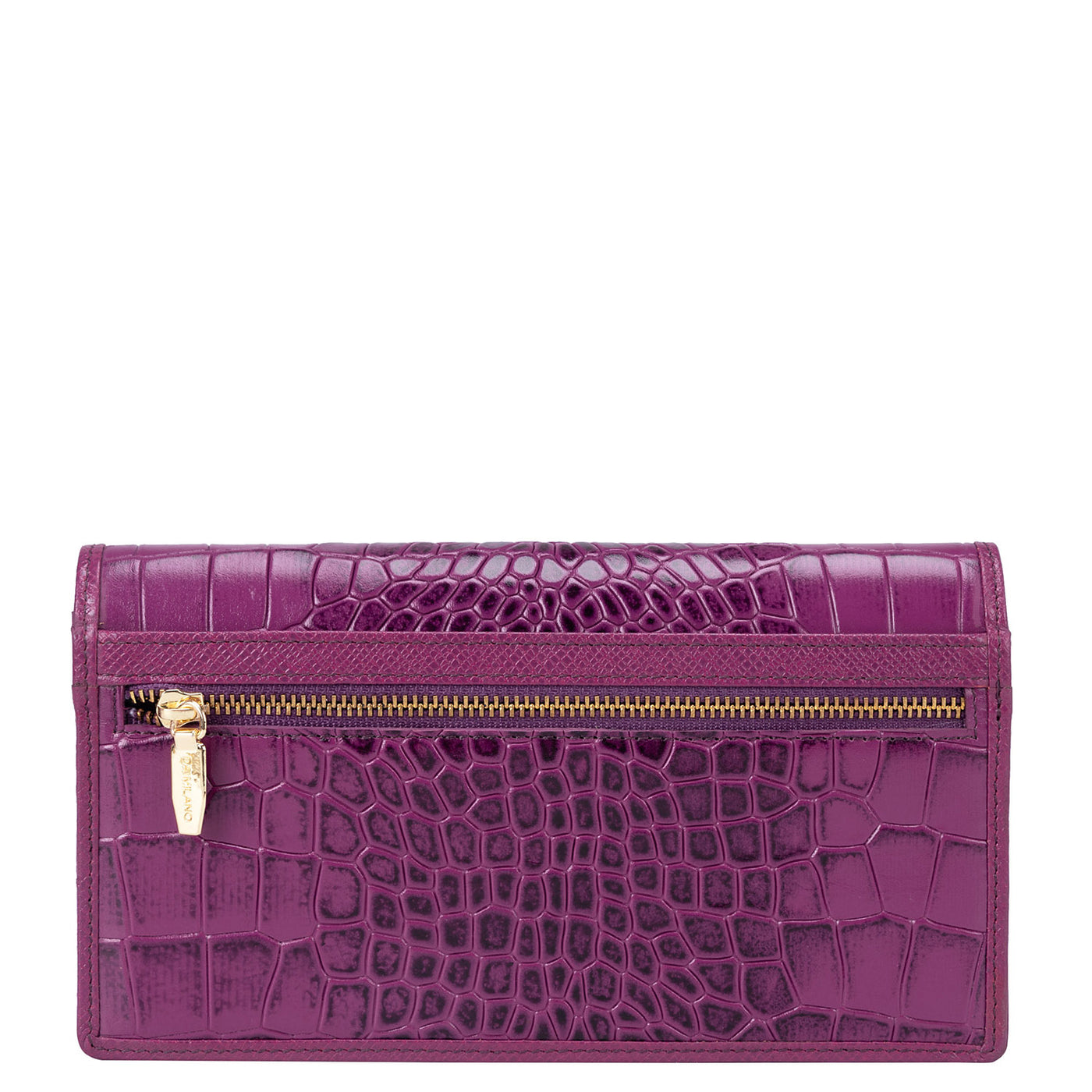 Croco Franzy Leather Ladies Wallet - Orchid