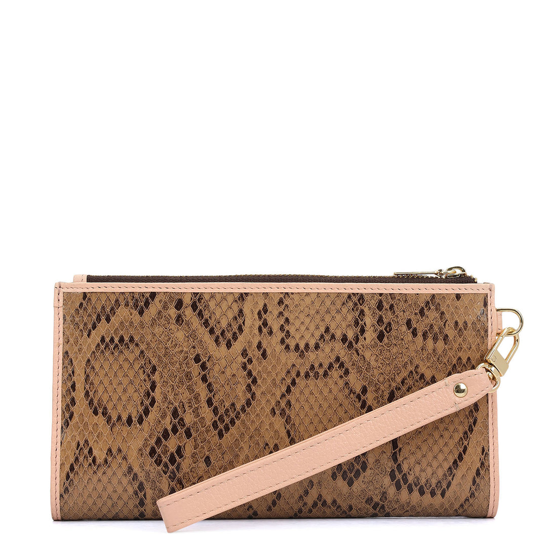 Snake  Leather Ladies Wallet - Beige