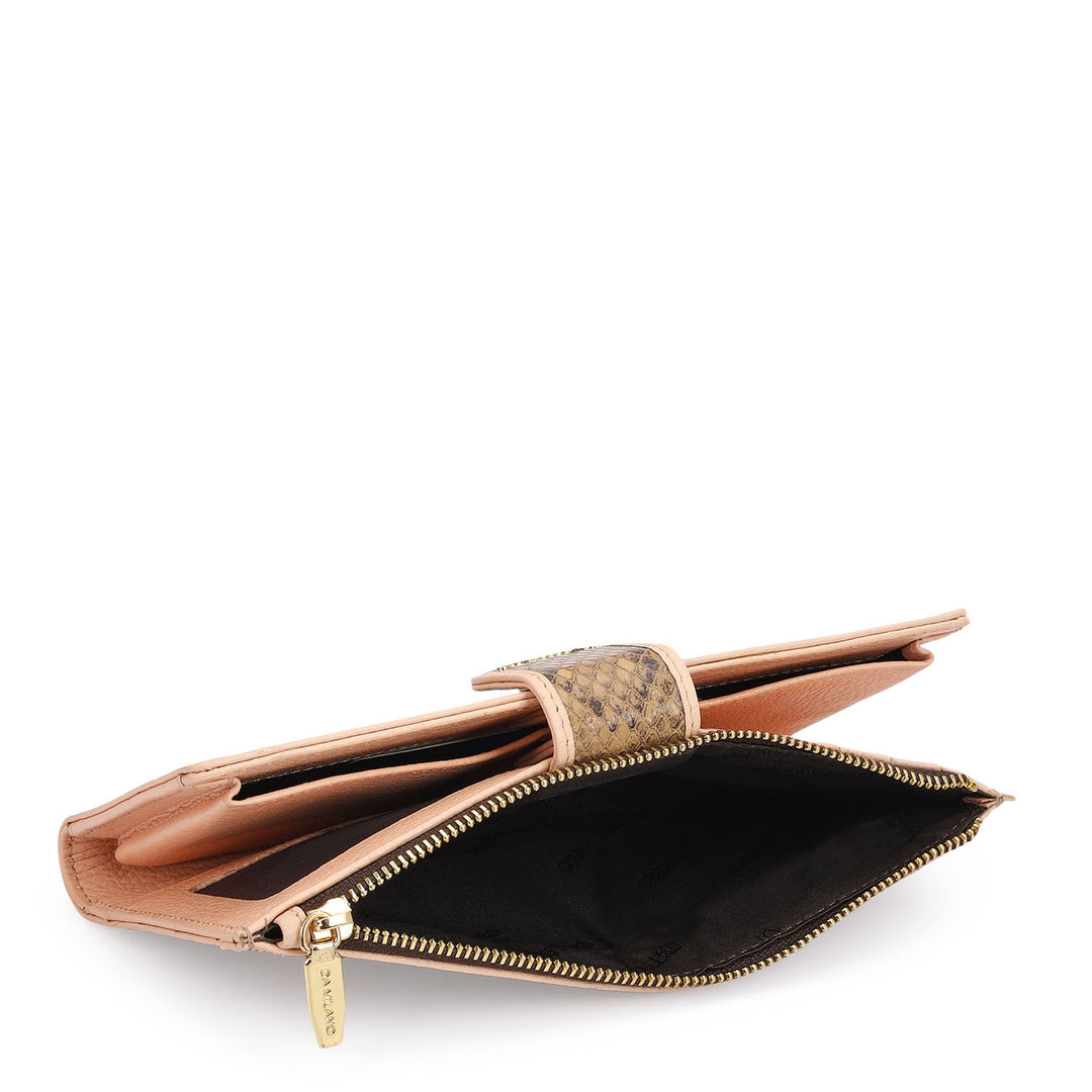 Snake  Leather Ladies Wallet - Beige