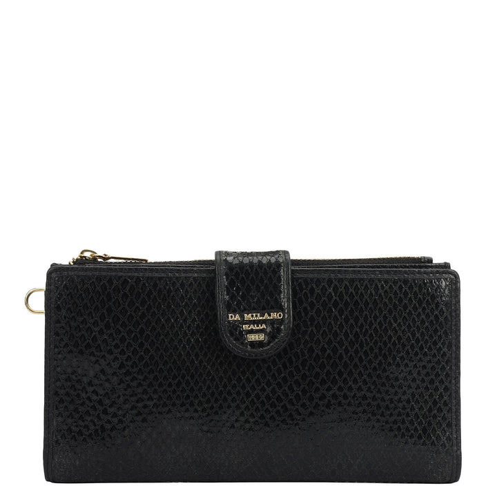 Snake  Leather Ladies Wallet - Black