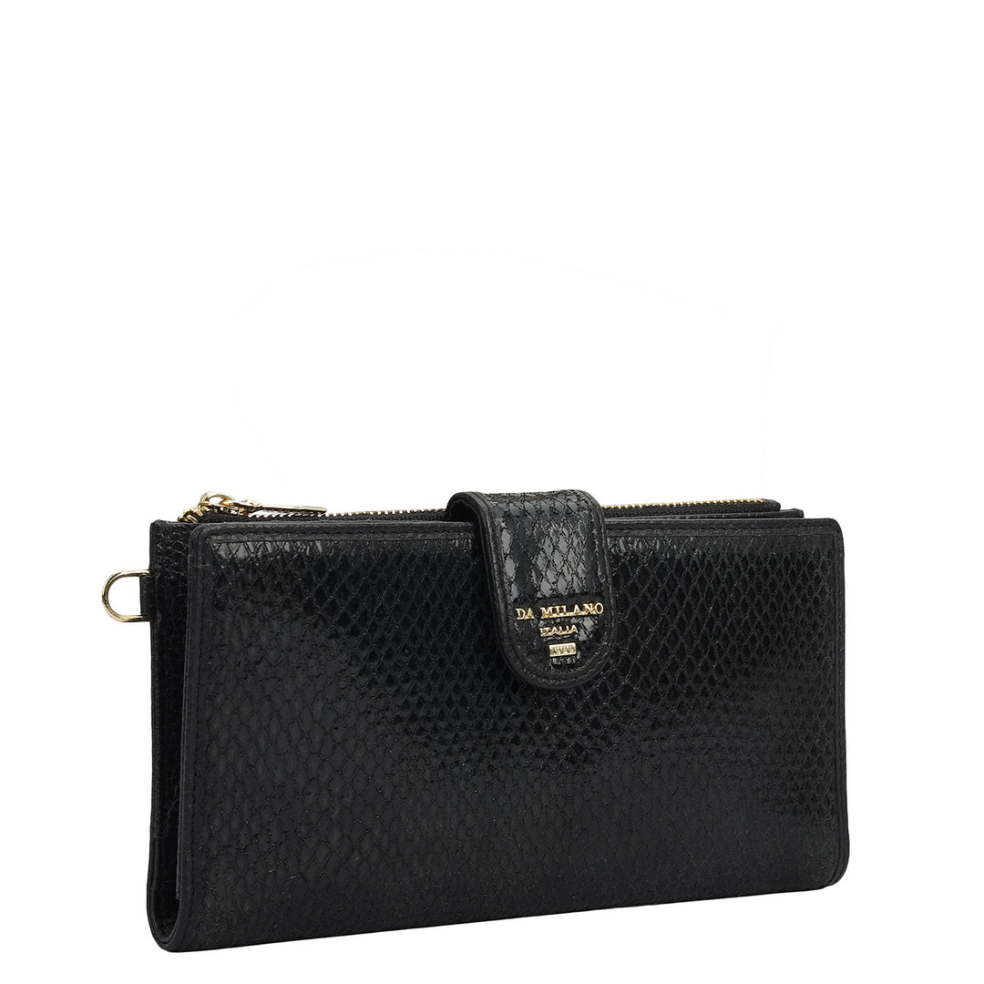 Snake  Leather Ladies Wallet - Black