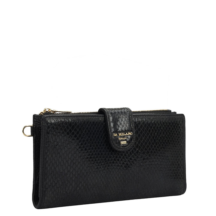 Snake  Leather Ladies Wallet - Black