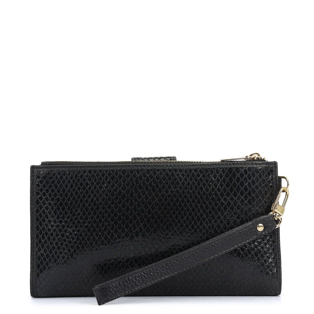 Snake  Leather Ladies Wallet - Black