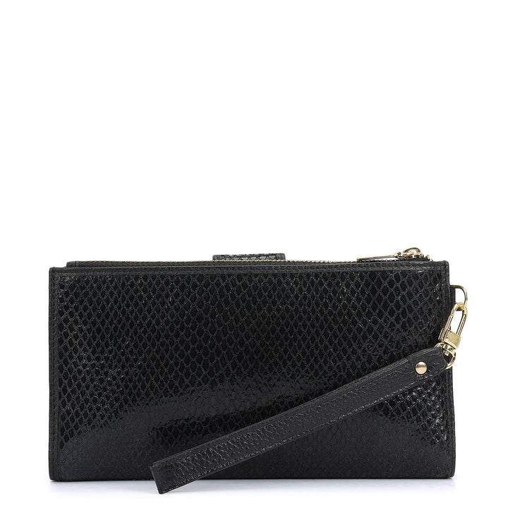 Snake  Leather Ladies Wallet - Black
