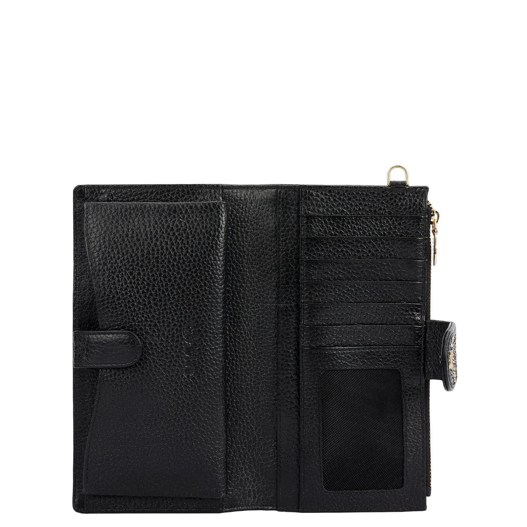 Snake  Leather Ladies Wallet - Black