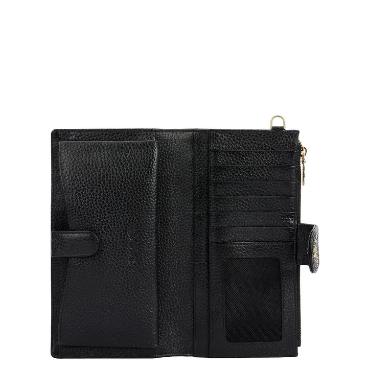 Snake  Leather Ladies Wallet - Black
