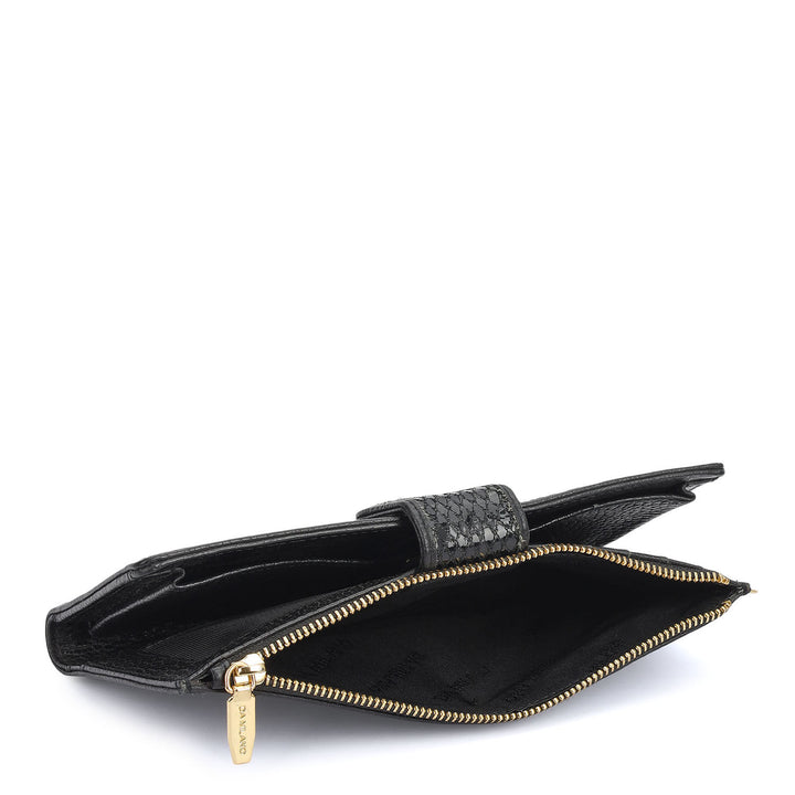 Snake  Leather Ladies Wallet - Black