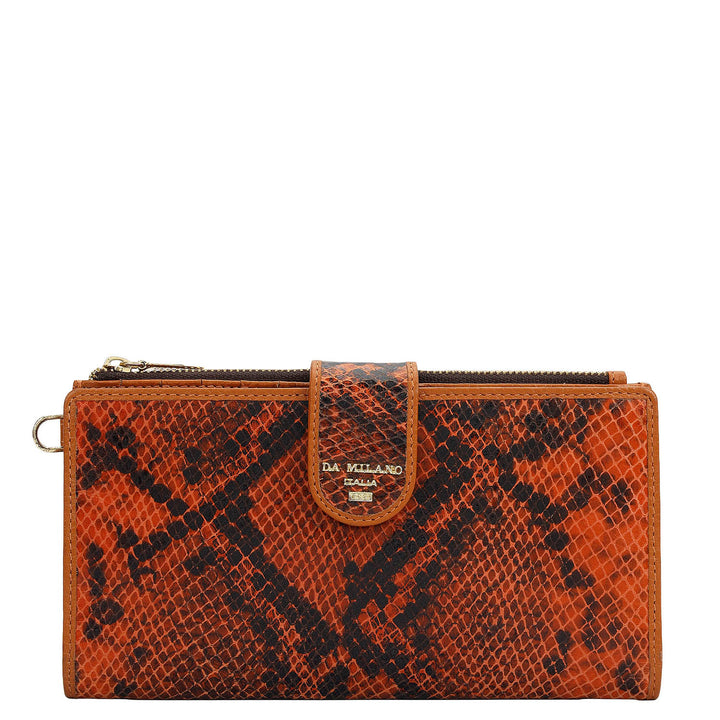 Snake  Leather Ladies Wallet - Orange