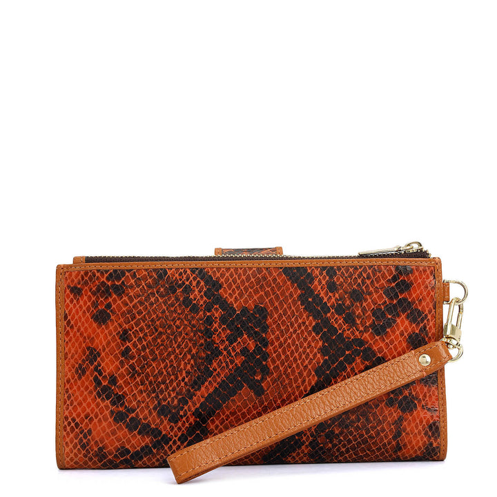 Snake  Leather Ladies Wallet - Orange