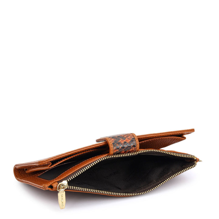 Snake  Leather Ladies Wallet - Orange