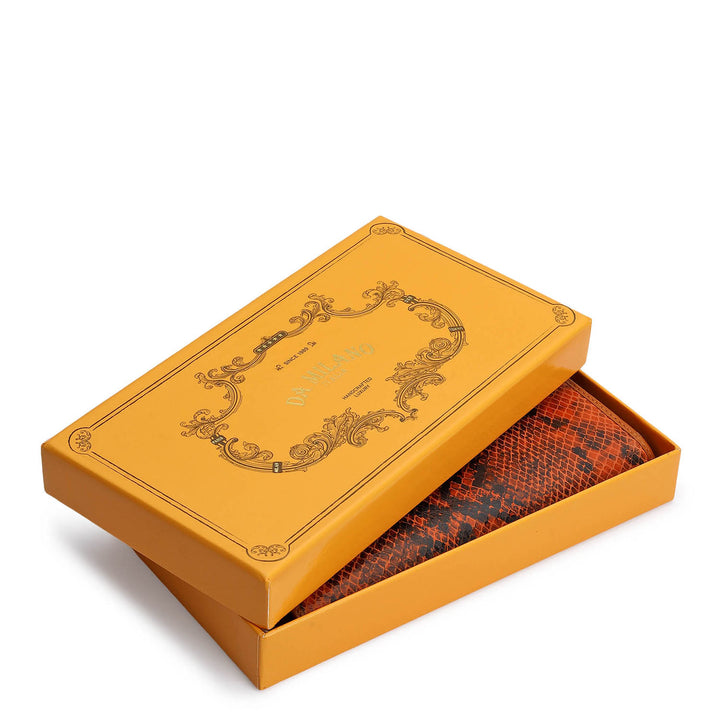 Snake  Leather Ladies Wallet - Orange