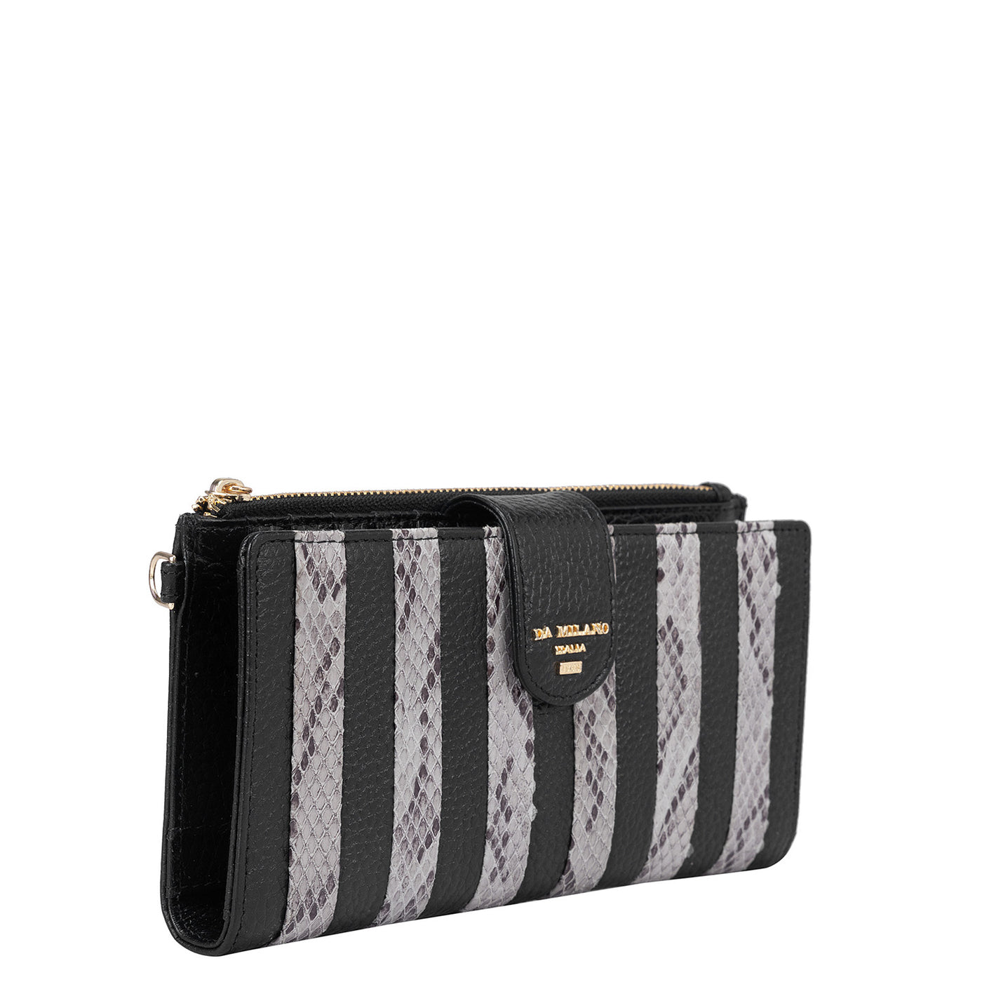 Wax Snake Leather Ladies Wallet - Black