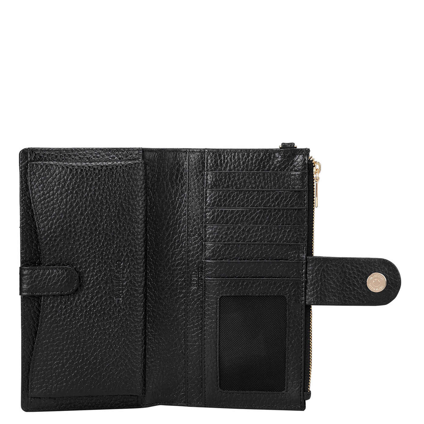 Wax Snake Leather Ladies Wallet - Black