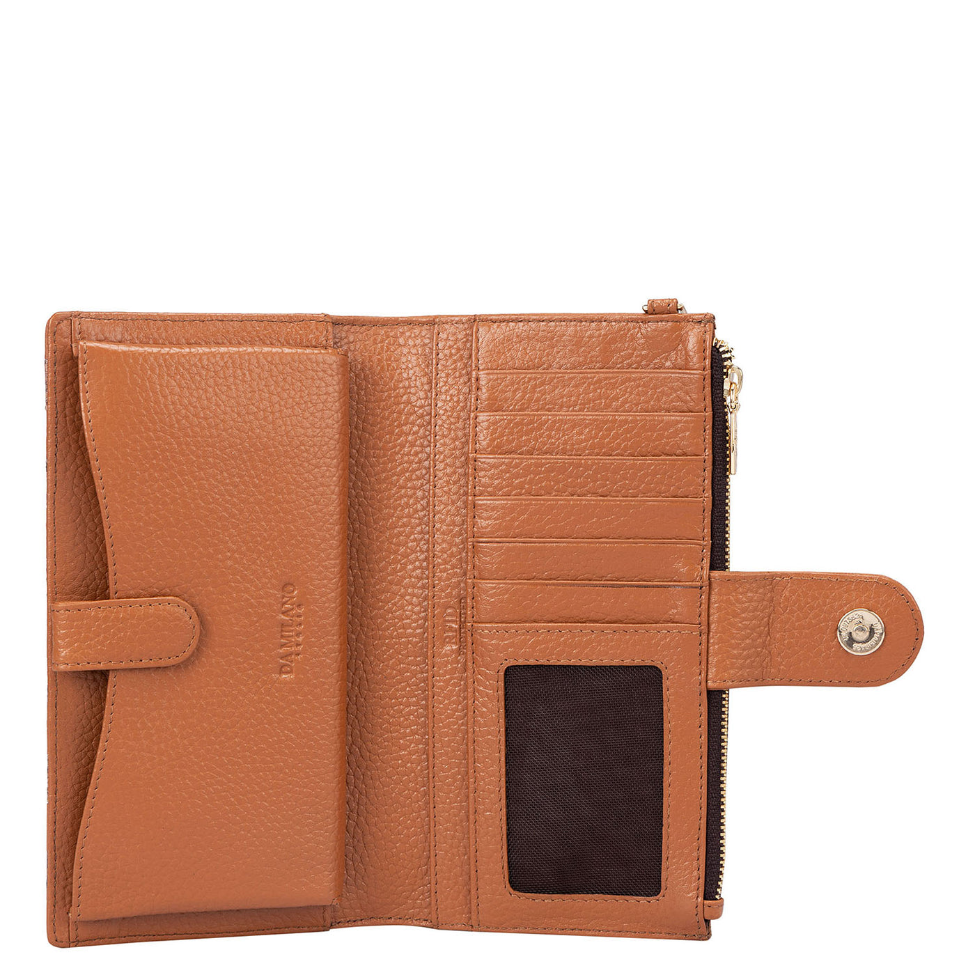 Wax Snake Leather Ladies Wallet - Caramel