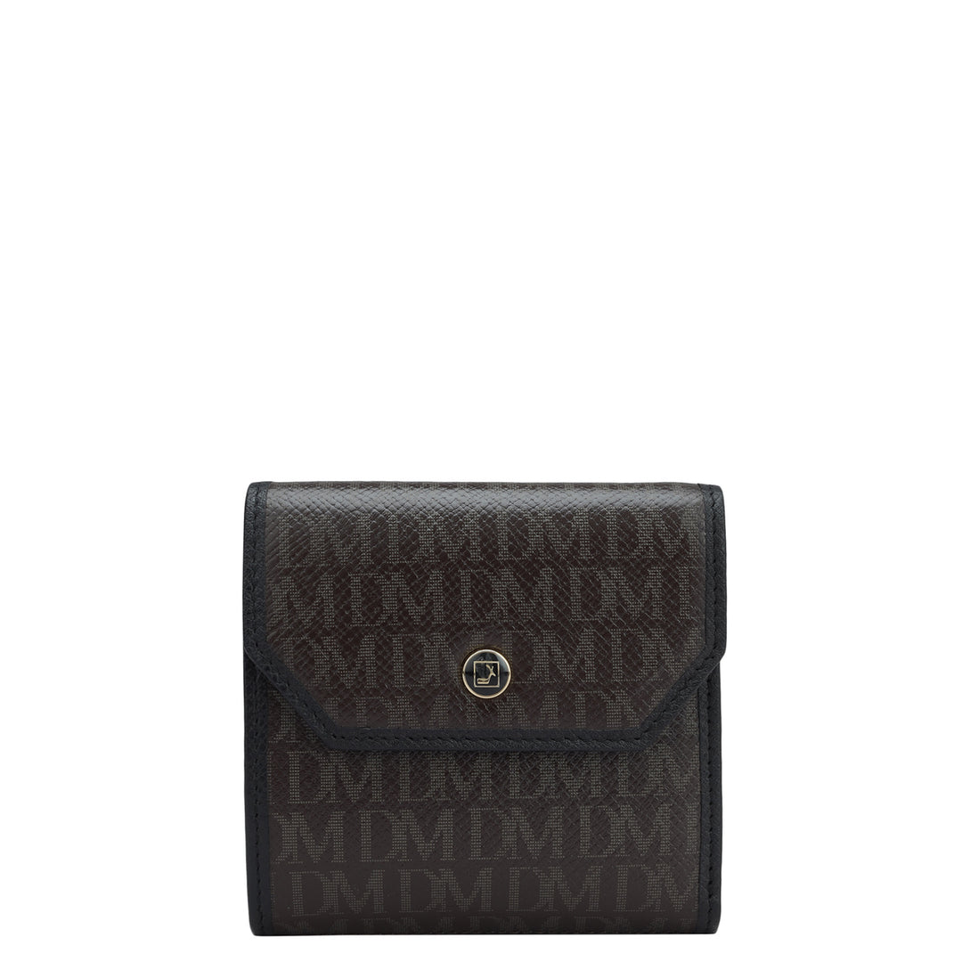Monogram Leather Ladies Wallet - Chocolate