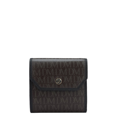 Monogram Leather Ladies Wallet - Chocolate