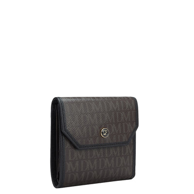 Monogram Leather Ladies Wallet - Chocolate