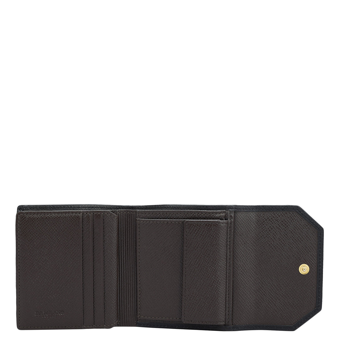 Monogram Leather Ladies Wallet - Chocolate