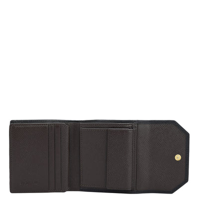 Monogram Leather Ladies Wallet - Chocolate