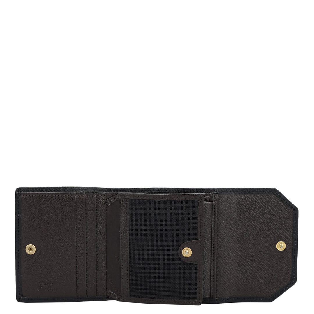 Monogram Leather Ladies Wallet - Chocolate