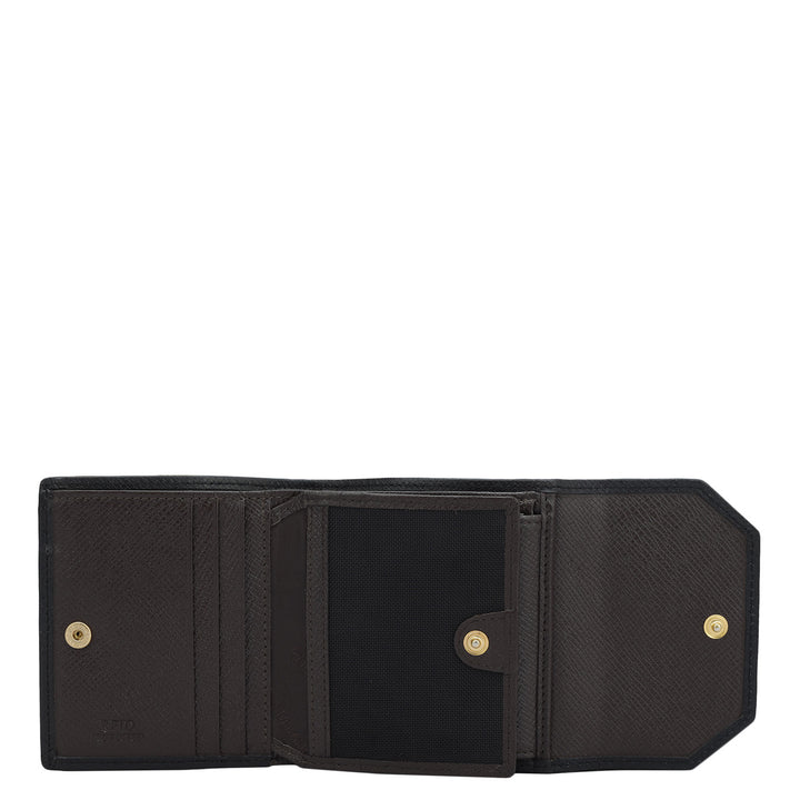 Monogram Leather Ladies Wallet - Chocolate