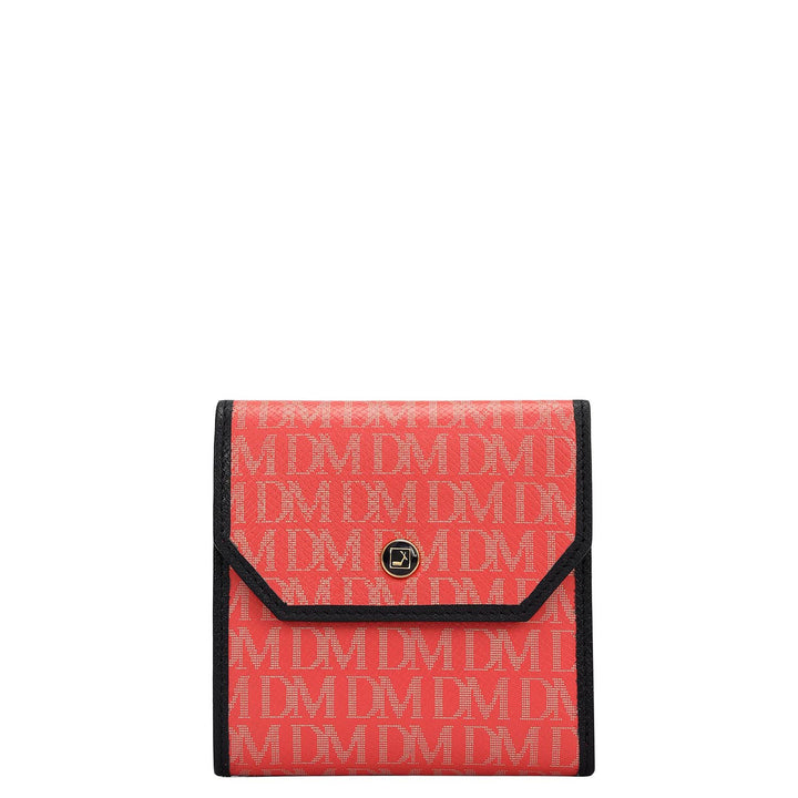 Monogram Leather Ladies Wallet - Corallo