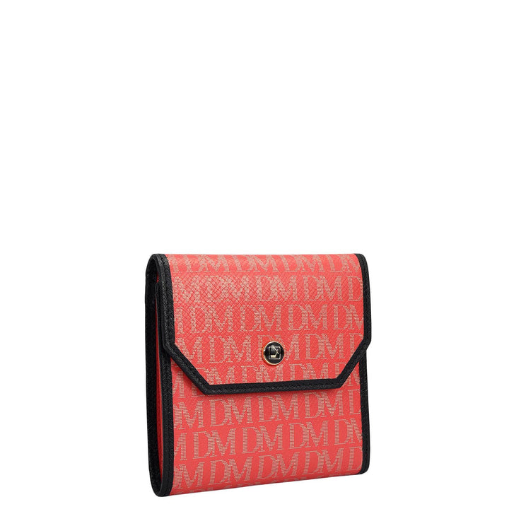 Monogram Leather Ladies Wallet - Corallo