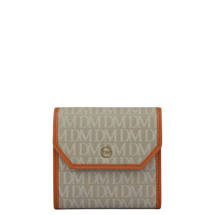 Monogram Leather Ladies Wallet - Stone Grey