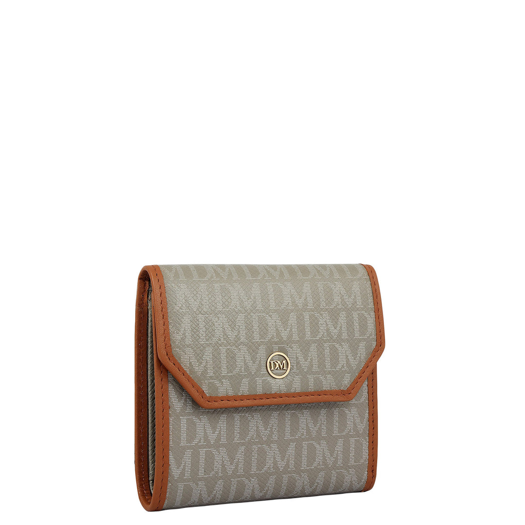 Monogram Leather Ladies Wallet - Stone Grey